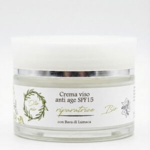 Flacone da 30ml di crema viso anti età SPF 15 all'olio d'oliva con biossido di titanio