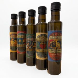 Bottiglia artistica con blend di olio siciliano e mosaici.